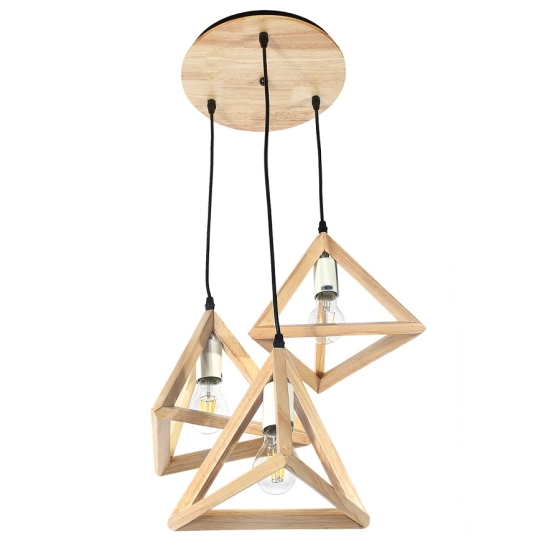 Lampa drewniana wisząca 3 x E27 Trójkąty PZE-903 FOSSA 566DL DOMENO LIGHTING - zdjęcie dodatkowe 3