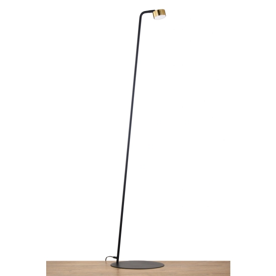 Lampa podłogowa reflektor nowoczesna BAR czarny_złoty mosiądzowany 41711 Sigma