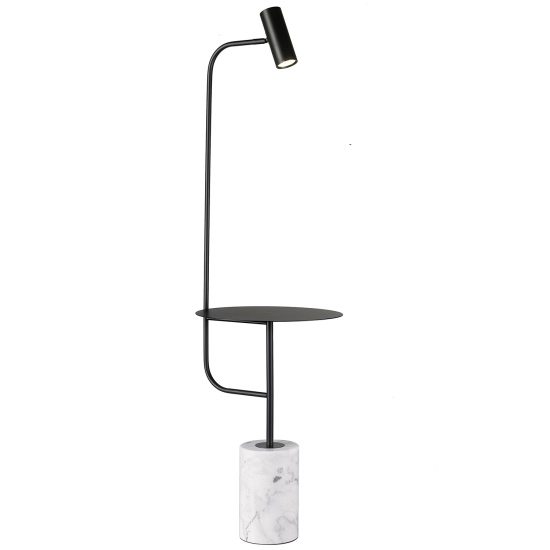Lampa podłogowa ze stolikiem VINCENT czarna 146 cm ST-7027F black Step into Design