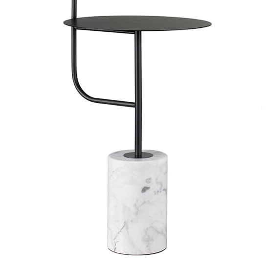 Lampa podłogowa ze stolikiem VINCENT czarna 146 cm ST-7027F black Step into Design