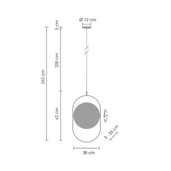Lampa wisząca ELIPSE L LED czarna 65 cm 60217A-L Step into design