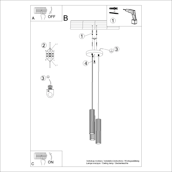 Lampa wisząca KARBON 3P biały SL.1538 SOLLUX LIGHTING