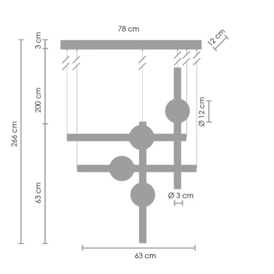 Lampa wisząca O-LINE S-4 LED mosiądz 79 cm ST-1691S-4 Step into design