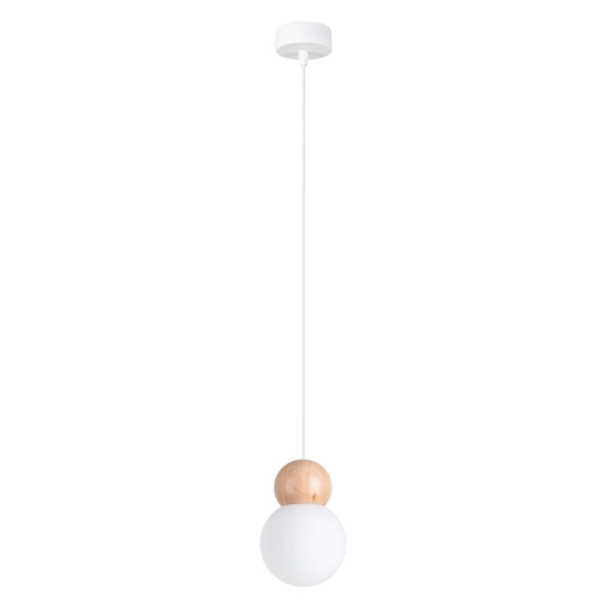 Lampa wisząca PEKKA 1 biała/naturalne drewno SL.1390 SOLLUX LIGHTING