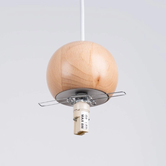 Lampa wisząca PEKKA 1 biała/naturalne drewno SL.1390 SOLLUX LIGHTING