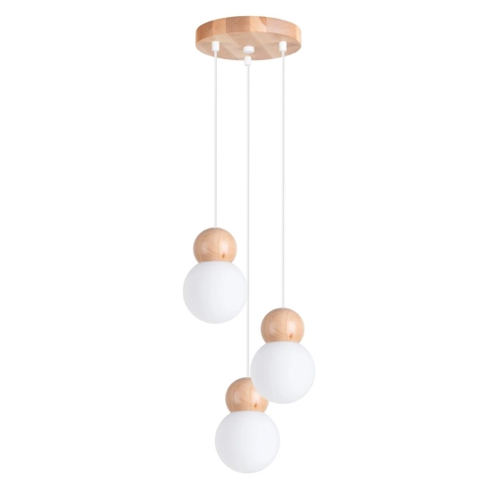 Lampa wisząca PEKKA 3P biała/naturalne drewno SL.1391 SOLLUX LIGHTING