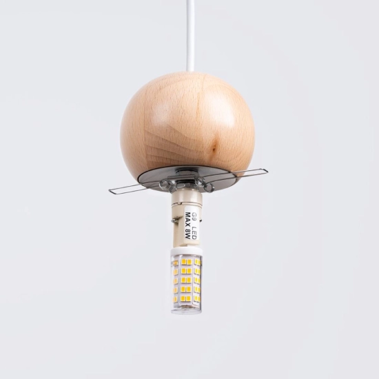 Lampa wisząca PEKKA 3P biała/naturalne drewno SL.1391 SOLLUX LIGHTING