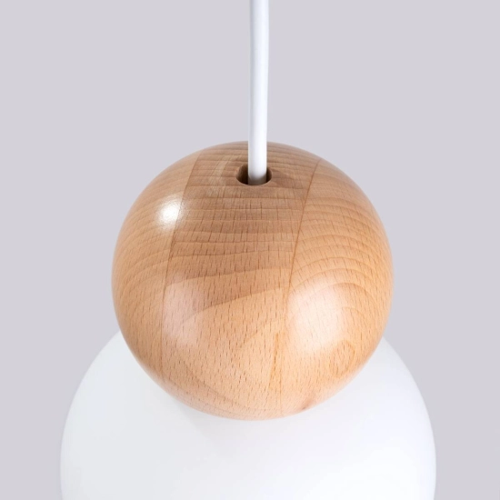 Lampa wisząca PEKKA 3P biała/naturalne drewno SL.1391 SOLLUX LIGHTING