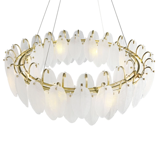 Lampa wisząca PIUMA mosiądz biała 80 cm ST-6289-8 Step into design