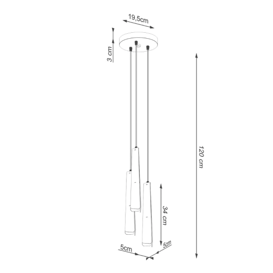 Lampa wisząca PRYSM 3P biała SL.1398 SOLLUX LIGHTING