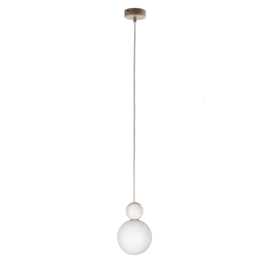 Lampa wisząca biała kula drewno bukowe 41673 RONA 1 bielona Sigma