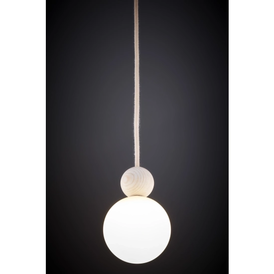 Lampa wisząca biała kula drewno bukowe 41673 RONA 1 bielona Sigma