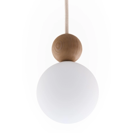 Lampa wisząca biała kula drewno bukowe 41674 RONA 1 jasny brąz Sigma - zdjęcie produktu