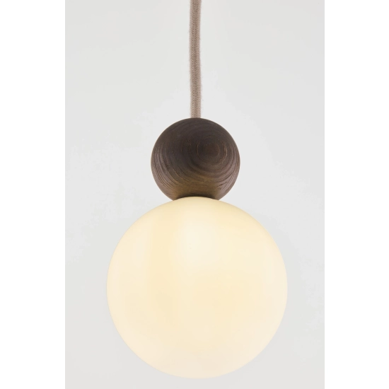 Lampa wisząca biała kula drewno bukowe 41675 RONA 1 ciemny brąz Sigma