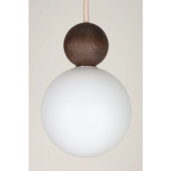 Lampa wisząca biała kula drewno bukowe 41675 RONA 1 ciemny brąz Sigma