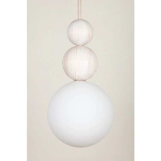 Lampa wisząca biała kula drewno bukowe 41677 RONA 2 bielona Sigma - zdjęcie produktu