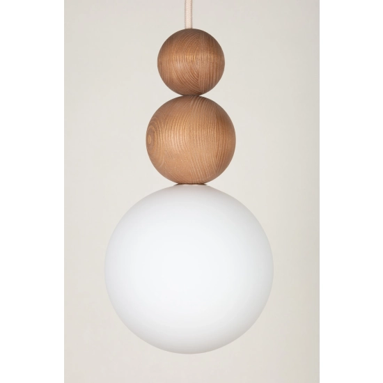 Lampa wisząca biała kula drewno bukowe 41679 RONA 2 jasny brąz Sigma - zdjęcie produktu