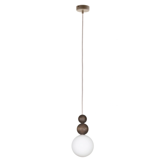 Lampa wisząca biała kula drewno bukowe 41681 RONA 2 ciemny brąz Sigma