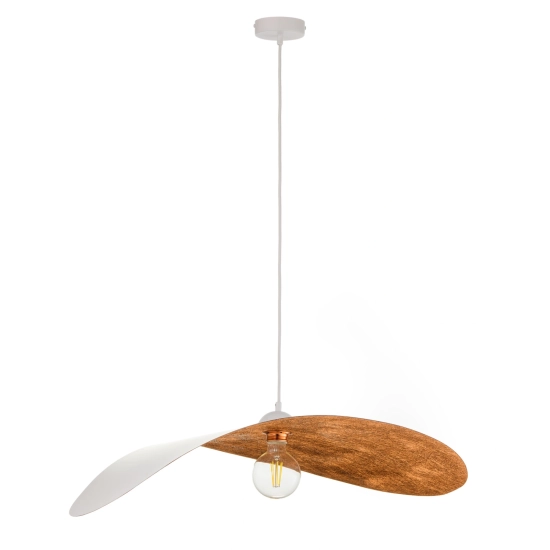 Lampa wisząca duża falowana biało-miedziana LEAF 41922 Sigma