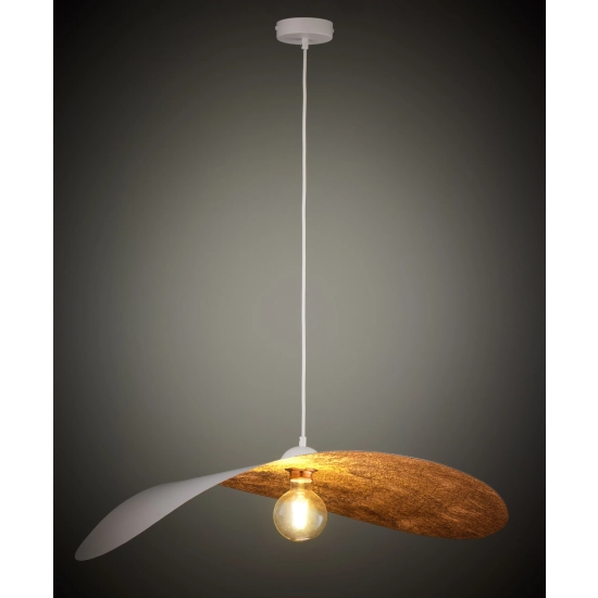Lampa wisząca duża falowana biało-miedziana LEAF 41922 Sigma