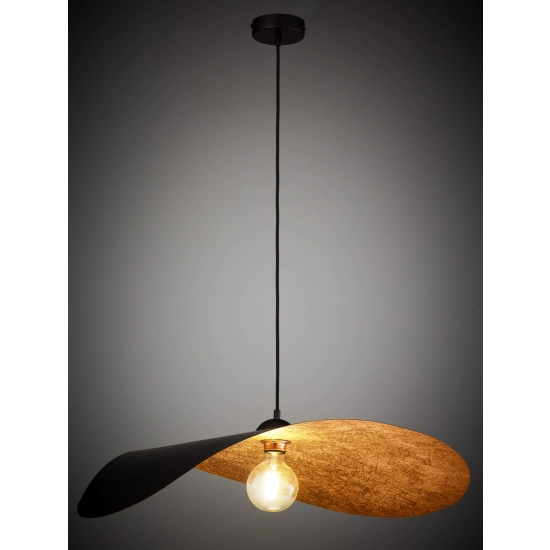 Lampa wisząca duża falowana czarno_miedziana LEAF 41919 Sigma