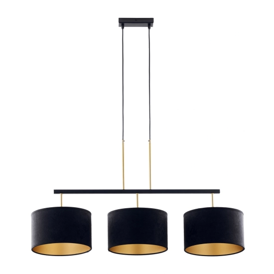 Lampa wisząca z abażurami welur MARII 3 zwis czarno złota 41836 Sigma - zdjęcie produktu