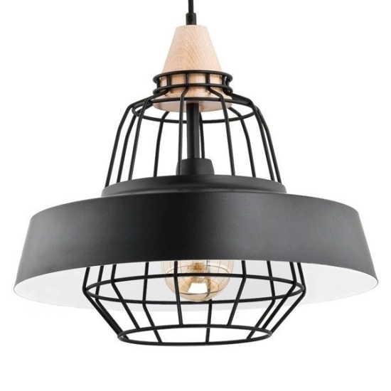 Lampa wisząca TAMARIS czarna/drewno śr. 40cm 60220 ALFA