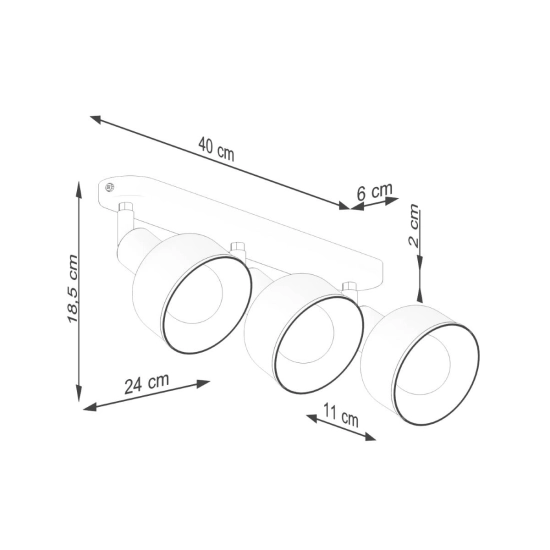 Plafon ELBA 3 czarny SL.1318 SOLLUX LIGHTING