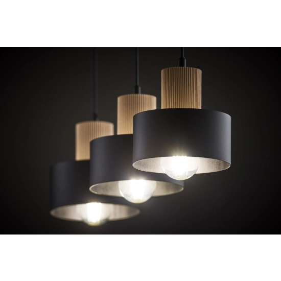 RIF WOOD 3 czarny 41867 lampa wisząca drewno naturalne jasne Sigma