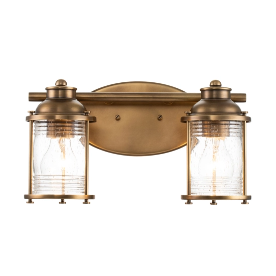 kinkiecik.pl Kinkiet Ashlandbay – 2 źródła światła – Naturalny mosiądz QN-ASHLANDBAY2-NBR-BATH Elstead Lighting