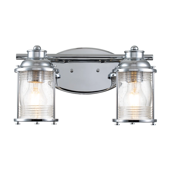 kinkiecik.pl Kinkiet Ashlandbay – 2 źródła światła – Polerowany chrom QN-ASHLANDBAY2-PC-BATH Elstead Lighting