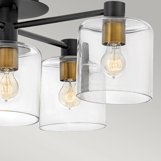 Półplafon Axel – 5 źródeł światła – Czarny/ Stary mosiądz QN-AXEL5-BK Elstead Lighting