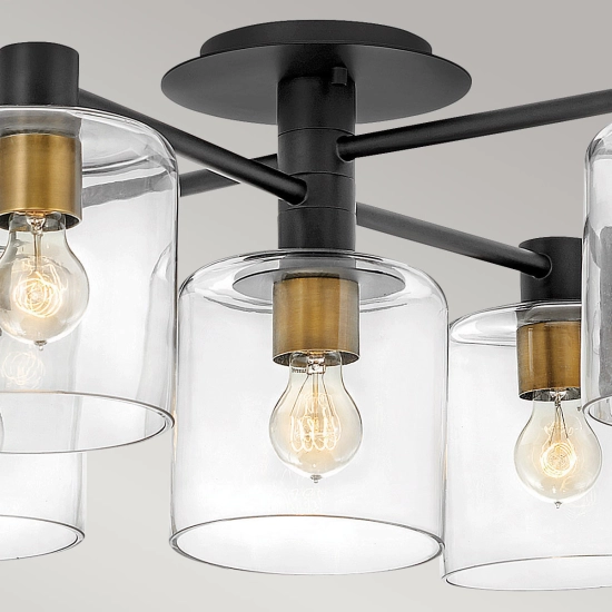 Półplafon Axel – 7 źródeł światła – Czarny/ Stary mosiądz QN-AXEL7-BK Elstead Lighting