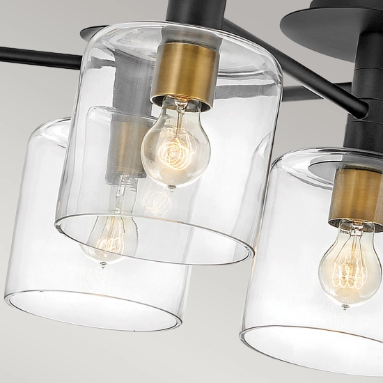 Półplafon Axel – 7 źródeł światła – Czarny/ Stary mosiądz QN-AXEL7-BK Elstead Lighting