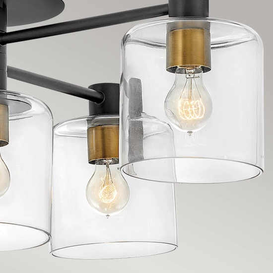 Półplafon Axel – 7 źródeł światła – Czarny/ Stary mosiądz QN-AXEL7-BK Elstead Lighting