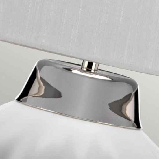 Lampa stołowa Bexley – 1 źródło światła – Biała/ Polerowany nikiel QN-BEXLEY-TL-WPN Elstead Lighting