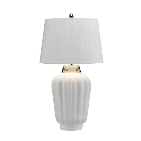 Lampa stołowa Bexley – 1 źródło światła – Biała/ Polerowany nikiel QN-BEXLEY-TL-WPN Elstead Lighting