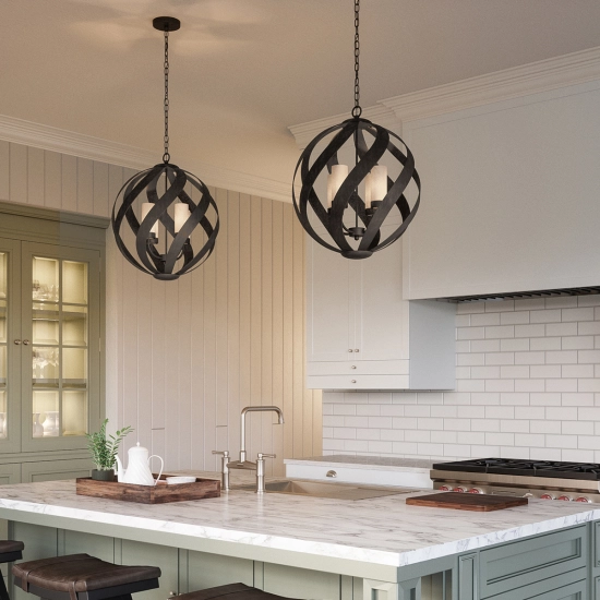 Latarnia wisząca Blacksmith – 4 źródła światła QN-BLACKSMITH-4P-OBK IP44 Elstead Lighting