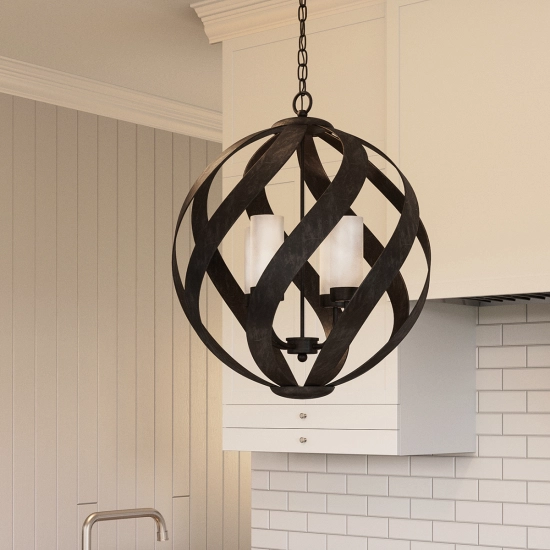 Latarnia wisząca Blacksmith – 4 źródła światła QN-BLACKSMITH-4P-OBK IP44 Elstead Lighting