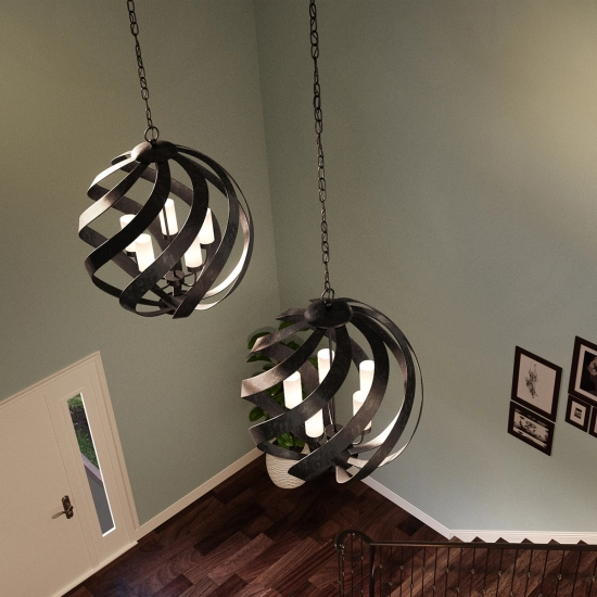 Latarnia wisząca Blacksmith – 5 źródeł światła QN-BLACKSMITH-5P-OBK IP44 Elstead Lighting