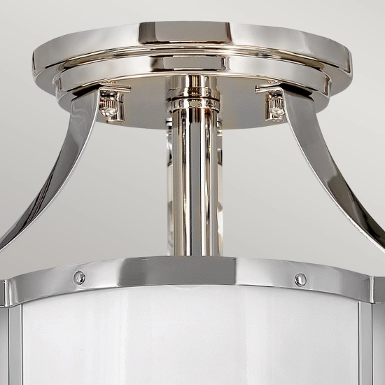 Półplafon Chance – 2 źródła światła – Biały/ Polerowany nikiel QN-CHANCE-SF-S-PN Elstead Lighting