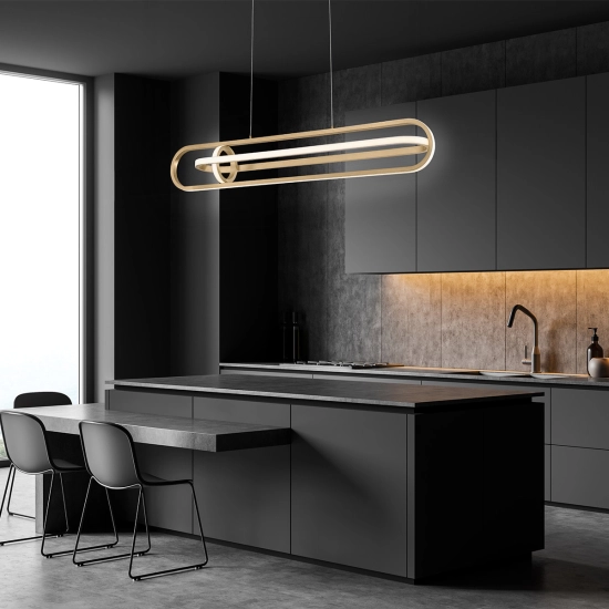 Lampa wyspowa Demark – Matowe złoto QN-DEMARK-LP-BG Elstead Lighting