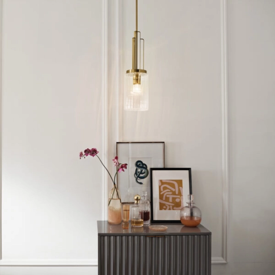 Lampa wisząca Kimrose – 1 źródło światła – Szczotkowany naturalny mosiądz QN-KIMROSE-MP-BNB Elstead Lighting