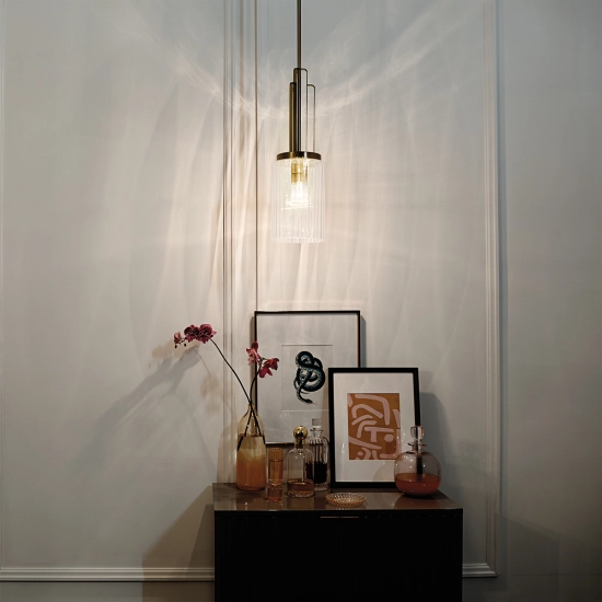 Lampa wisząca Kimrose – 1 źródło światła – Szczotkowany naturalny mosiądz QN-KIMROSE-MP-BNB Elstead Lighting