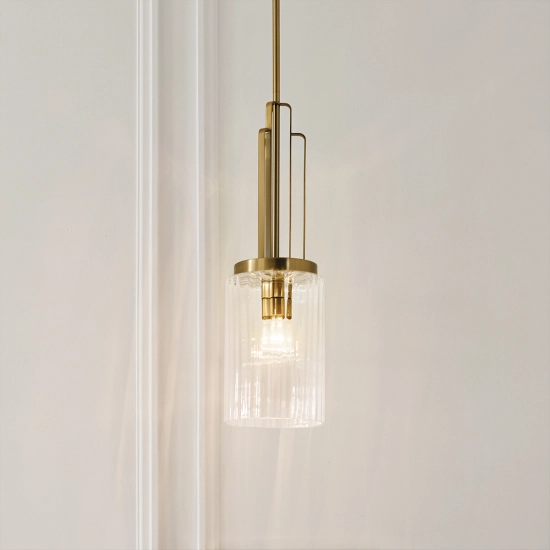 Lampa wisząca Kimrose – 1 źródło światła – Szczotkowany naturalny mosiądz QN-KIMROSE-MP-BNB Elstead Lighting