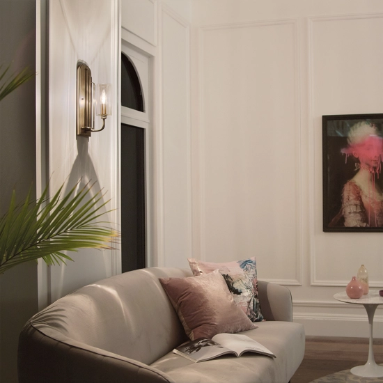 Kinkiet Kimrose – 1 źródło światła – Szczotkowany naturalny mosiądz QN-KIMROSE1-BNB Elstead Lighting