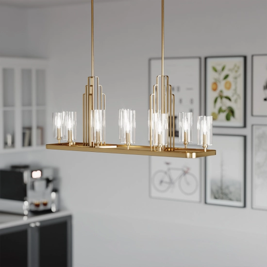 Lampa wisząca Kimrose – 10 źródeł światła – Szczotkowany naturalny mosiądz QN-KIMROSE10-BNB Elstead Lighting