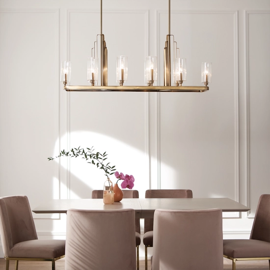 Lampa wisząca Kimrose – 10 źródeł światła – Szczotkowany naturalny mosiądz QN-KIMROSE10-BNB Elstead Lighting