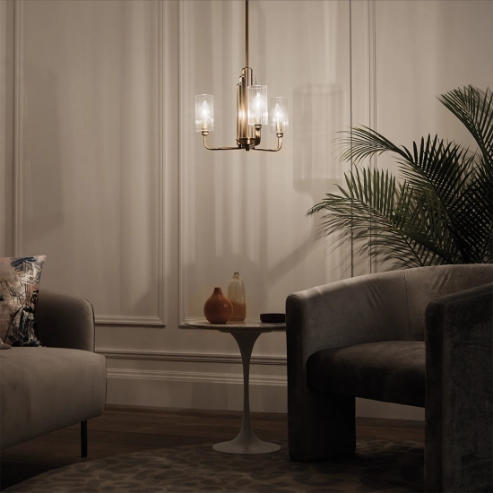 Żyrandol Kimrose – 3 źródeł światła – Szczotkowany naturalny mosiądz QN-KIMROSE3-BNB Elstead Lighting