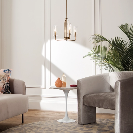 Żyrandol Kimrose – 3 źródeł światła – Szczotkowany naturalny mosiądz QN-KIMROSE3-BNB Elstead Lighting